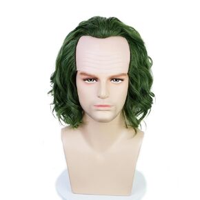 Wiggy Mermaid Unisex Silver Light Green Wig Men, Short Wavy Bald Wig Messy Mad Scientist Wig Old Man Wig Fluffy Crazy Funny Wig + Wig Cap for Movie Halloween Costume Party Cosplay