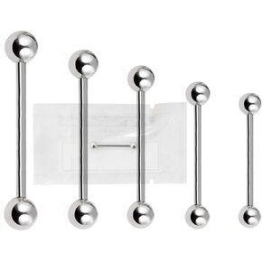 ثقب الأذن من الفولاذ الجراحي المعقم 316L من WARRIOR 14G(1.6 مم) مع كرتين 5 مم طول 14 مم PLS-001 in Kuwait