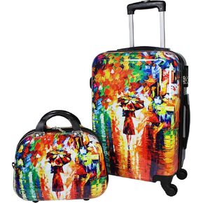 World Traveler 2-Piece Carry-on Hardside Spinner Luggage Set-Paris Nights, One Size