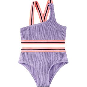 LIZENS Girls'swimwear Ribbed Two Pieces Color Block Swimsuits Bikini Set Kids Bathing Suit