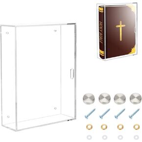 Clear Bible Display Case, Acrylic Wall Mount Vertical & Horizontal Display Case with Sliding Door, Family Old Bible Heirloom Organizer Box Store Display Case for Book Jewelry Collector