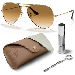Ray-Ban RB3025 Classic Gradient Aviator Shape Sunglasses With Eyewear Kit Bundle - Adjustable Nose Pads - Retro Sunglasses