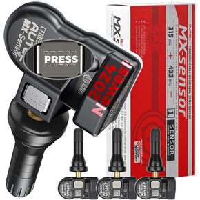Autel TPMS Sensor MX-Sensor Tire Pressure Monitor Sensor 2 in 1 TPMS Sensors 315MHz 433MHz, Replaced OEM Tire Sensors Screw-in Rubber Valves (Pack of 4 SENSORS)