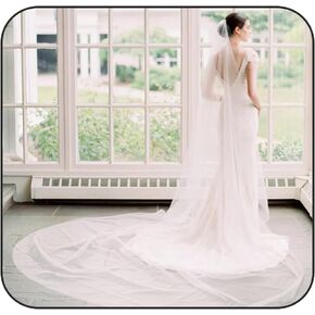 Women's 118'' Bridal Cathedral Veil 2 Tiers Long Wedding Veils for Brides Drop Veil with Comb Soft Tulle