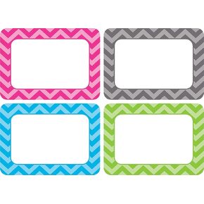 علامات أسماء ذاتية اللصق لجميع الدرجات من Teacher Created Resources، 3.5 × 2.5، تصميم حدود شيفرون، ألوان متنوعة، 36/عبوة