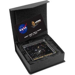 Infusion NASA James Webb Telescope First Deep Field Image يوليو 2022 مجموعة هدايا من ورق كريستال وبطاقة معلومات، مربع 3 بوصة، أبيض