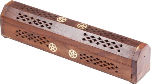 Wooden Star Coffin Incense Stick Cone Burner Holder Stand with Storage Compartment Ash Catcher in Saudi Arabia