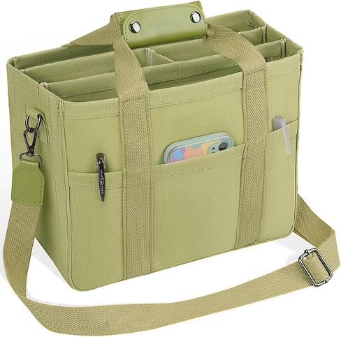 Canvas Tote Bag with Compartments Tote Bag with Multi Pockets 15 Inch Large Capacity Tote Bag for Women Travel Bag. in Saudi Arabia