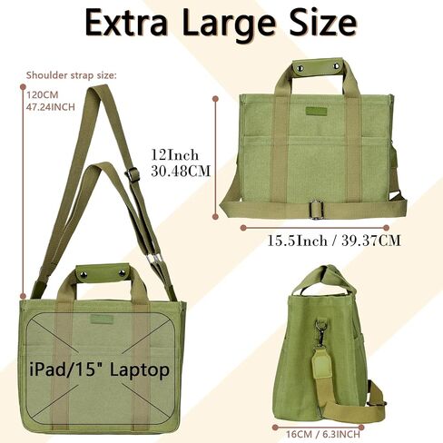 Canvas Tote Bag with Compartments Tote Bag with Multi Pockets 15 Inch Large Capacity Tote Bag for Women Travel Bag. in Saudi Arabia