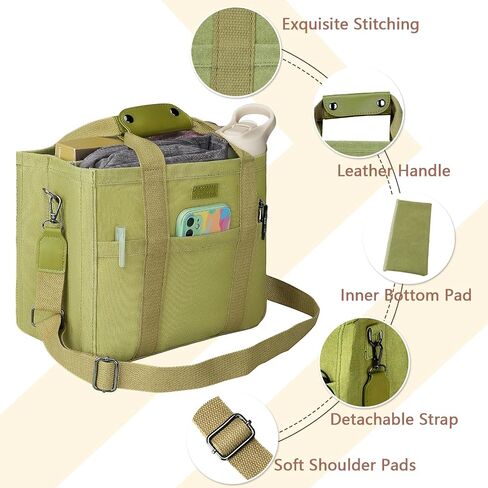 Canvas Tote Bag with Compartments Tote Bag with Multi Pockets 15 Inch Large Capacity Tote Bag for Women Travel Bag. in Saudi Arabia