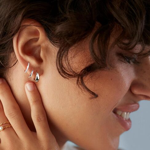 MILACOLATO 3-4 Pairs 925 Sterling Silver Earrings Set for Women 18K Gold Plated Stud Huggie Hoop Earrings Sets for Multiple Piercing Hypoallergenic Small Silver Hoop Earrings Stack for Sensitive Earrings Trendy Dainty Earrings in Saudi Arabia