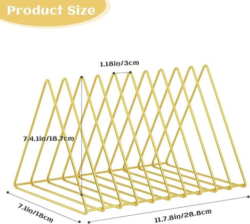 Urban Deco Triangle Desk Organizers Metal Wire Magazine Holder 10 Sections Decorative File Folder Organizer Vinyl Record Storage Office File Organizer For Desk - Black Magazine File Holder in Kuwait