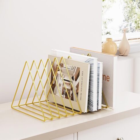 Urban Deco Triangle Desk Organizers Metal Wire Magazine Holder 10 Sections Decorative File Folder Organizer Vinyl Record Storage Office File Organizer For Desk - Black Magazine File Holder in Kuwait