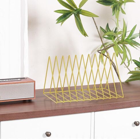 Urban Deco Triangle Desk Organizers Metal Wire Magazine Holder 10 Sections Decorative File Folder Organizer Vinyl Record Storage Office File Organizer For Desk - Black Magazine File Holder in Kuwait