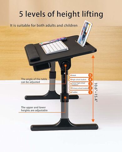 مكتب كمبيوتر محمول للسرير، حامل كمبيوتر محمول من BUILDEC، طاولة كمبيوتر محمول محمولة مع أرجل قابلة للطي، مكتب كمبيوتر محمول للقراءة والكتابة، صينية لاب توب للأطفال in Kuwait