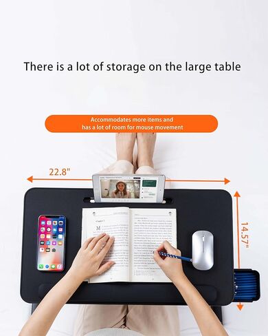 مكتب كمبيوتر محمول للسرير، حامل كمبيوتر محمول من BUILDEC، طاولة كمبيوتر محمول محمولة مع أرجل قابلة للطي، مكتب كمبيوتر محمول للقراءة والكتابة، صينية لاب توب للأطفال in Kuwait