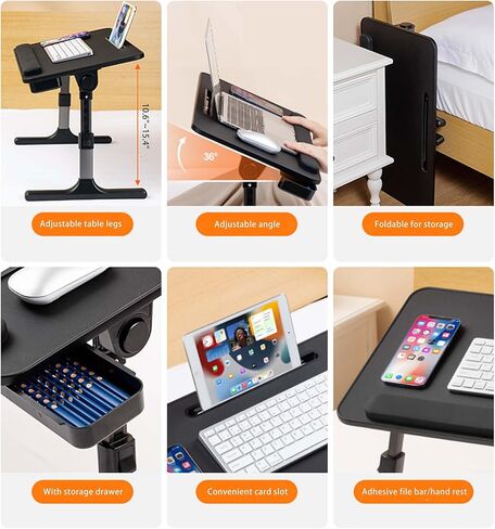 مكتب كمبيوتر محمول للسرير، حامل كمبيوتر محمول من BUILDEC، طاولة كمبيوتر محمول محمولة مع أرجل قابلة للطي، مكتب كمبيوتر محمول للقراءة والكتابة، صينية لاب توب للأطفال in Kuwait