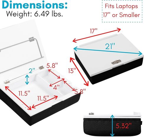 مكتب لاب توب من بيردروك هوم مع مساحة تخزين ووسادة | حجرة عميقة وقمة قابلة للتعديل مع مشبك | يناسب الكمبيوتر المحمول حتى 15 بوصة | أسود | ملحقات الكمبيوتر المحمول | الكمبيوتر المحمول ومكتب الكتابة in Kuwait