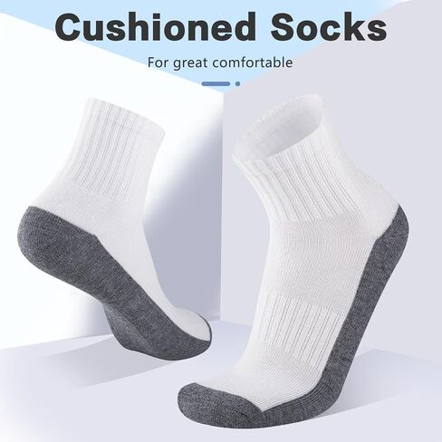 Heatuff Mens Cushioned Ankle Socks, Comfort Athletic Running Casual Quarter Socks (8 pairs) in Kuwait