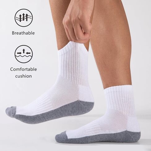 Heatuff Mens Cushioned Ankle Socks, Comfort Athletic Running Casual Quarter Socks (8 pairs) in Kuwait