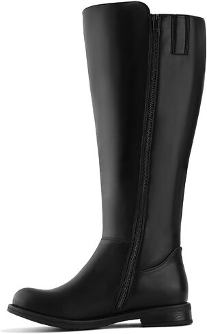 Shoe'N Tale Wide Calf Knee High Boots for Women Flat Low Heel Width Stretchy Round Toe with Side Zipper Fall and Winter Fashion Comfortable in Saudi Arabia