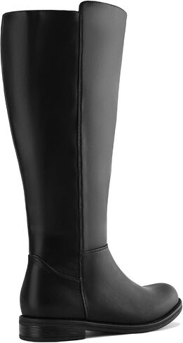 Shoe'N Tale Wide Calf Knee High Boots for Women Flat Low Heel Width Stretchy Round Toe with Side Zipper Fall and Winter Fashion Comfortable in Saudi Arabia