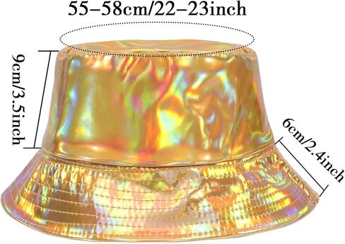 MILAKOO Rave Hologram Metallic Bucket Hat ذات وجهين، قبعة صياد المطر المقاومة للماء in Kuwait
