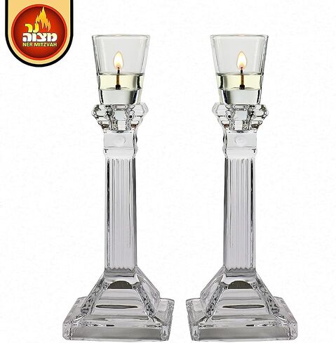 Ner Mitzvah Neironim Glass Shabbos Candle Holders with Safety Rubber - Premium Quality Clear Small Votive Cups, Standard Size for Neronim Shabbat Candles - Pack of 6 in Saudi Arabia
