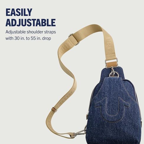 True Religion Women's Sling Bag, Denim Small Travel Backpack with Adjustable Shoulder Crossbody Strap in Saudi Arabia