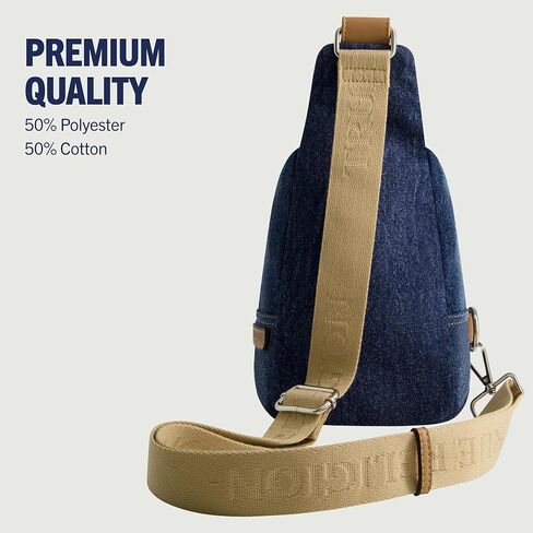 True Religion Women's Sling Bag, Denim Small Travel Backpack with Adjustable Shoulder Crossbody Strap in Saudi Arabia