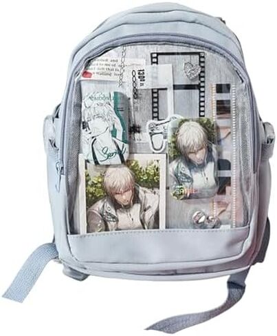 حقيبة ظهر ITA صغيرة مع إدراج عرض دبوس ودبابيس Kawaii Anime شفافة Daypack الفتيات المراهقات للمدرسة أنيمي تأثيري (أسود) in Kuwait