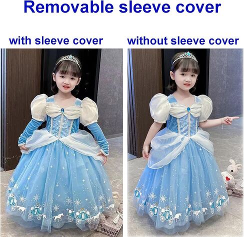 2pcs Princess Dresses for Girls Little Kids Blue Princess Costume Cosplay Outfit Birthday Halloween Party Dress Up in Saudi Arabia