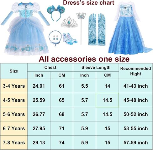 2pcs Princess Dresses for Girls Little Kids Blue Princess Costume Cosplay Outfit Birthday Halloween Party Dress Up in Saudi Arabia