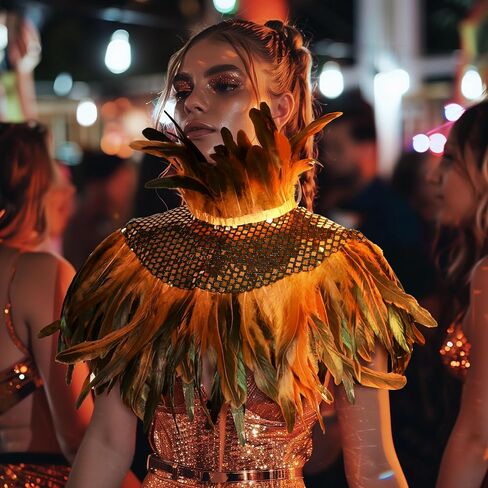 Gothic Sequin Feather Collar Halloween Cape Costume Victorian Carnival Cosplay Shawl Accessories in Saudi Arabia