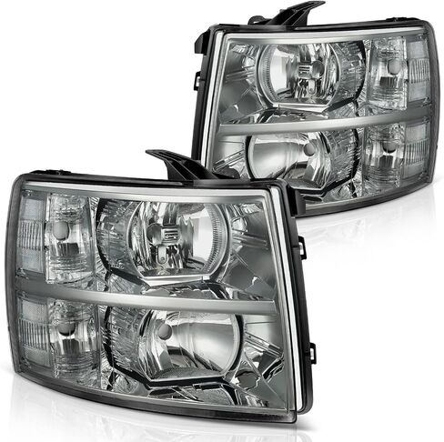 DWVO Headlights Assembly Compatible with 2007-2013 Chevy Silverado 1500/2007-2014 Chevrolet Silverado 2500HD 3500HD Replacement Headlamp Chrome Housing Amber Reflector in Saudi Arabia