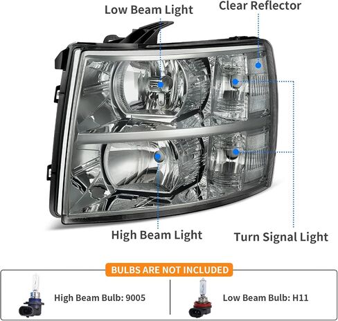 DWVO Headlights Assembly Compatible with 2007-2013 Chevy Silverado 1500/2007-2014 Chevrolet Silverado 2500HD 3500HD Replacement Headlamp Chrome Housing Amber Reflector in Saudi Arabia