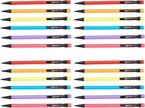 Amazon Basics Mechanical Pencils, Medium Point (0.7 mm) - 24-Pack, Multicolor in Saudi Arabia