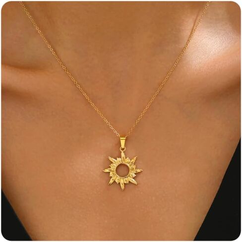 Gold Horn Necklace for Women Dainty Tiny Crescent Moon Necklace 18K Gold Plated Lucky Horse Shoe Pendant Necklace Minimalist Trendy Jewelry in Saudi Arabia