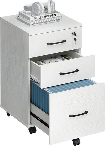 3 Drawers Wooden Locking File Cabinet with Storage Removable File Cabinet for Home Office,Under Desk Filing Cabinets(Black) in Saudi Arabia