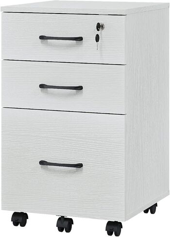 3 Drawers Wooden Locking File Cabinet with Storage Removable File Cabinet for Home Office,Under Desk Filing Cabinets(Black) in Saudi Arabia