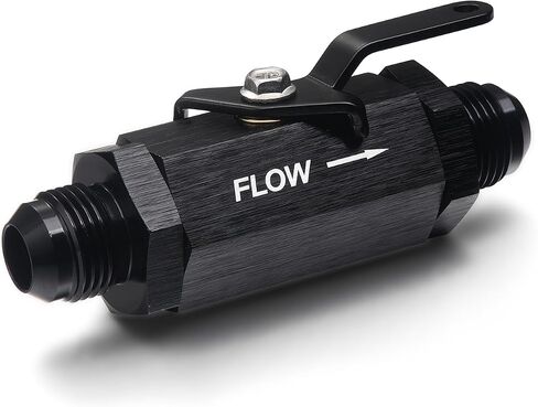 6AN Male Flare Inline Fuel Shut Off Valve with Cable Lever Aluminum Black in Saudi Arabia