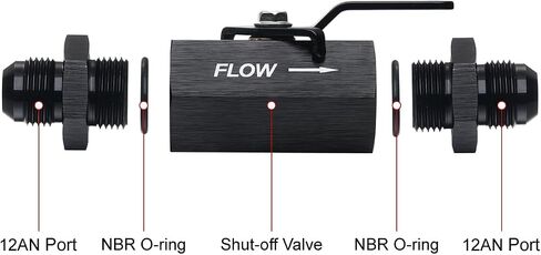 6AN Male Flare Inline Fuel Shut Off Valve with Cable Lever Aluminum Black in Saudi Arabia