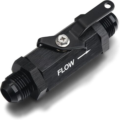 6AN Male Flare Inline Fuel Shut Off Valve with Cable Lever Aluminum Black in Saudi Arabia