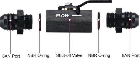 6AN Male Flare Inline Fuel Shut Off Valve with Cable Lever Aluminum Black in Saudi Arabia