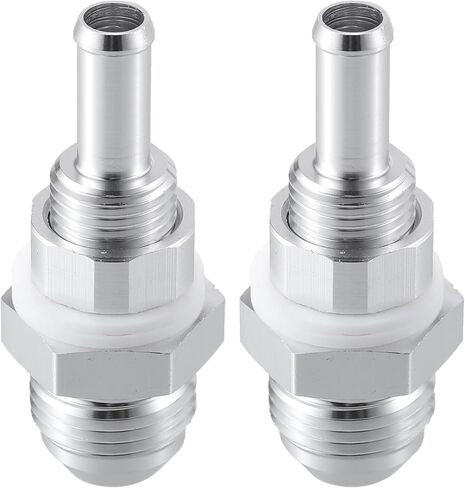 X AUTOHAUX 2pcs Car Fuel Line Fitting 6AN Male Flare Bulkhead to 5/16" Hose Barb Fuel Tank Fitting Adapters Aluminum Alloy Silver Tone in Saudi Arabia
