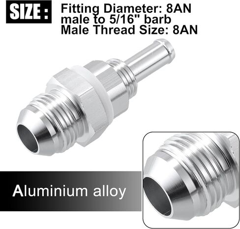 X AUTOHAUX 2pcs Car Fuel Line Fitting 6AN Male Flare Bulkhead to 5/16" Hose Barb Fuel Tank Fitting Adapters Aluminum Alloy Silver Tone in Saudi Arabia