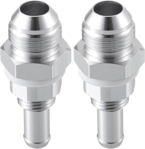 X AUTOHAUX 2pcs Car Fuel Line Fitting 6AN Male Flare Bulkhead to 5/16" Hose Barb Fuel Tank Fitting Adapters Aluminum Alloy Silver Tone in Saudi Arabia