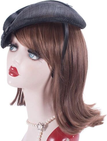 قبعة Teardrop النسائية Sinamay Fascinator Tam Beret Casque لحفلات الزفاف T431 باللون الأسود in Kuwait