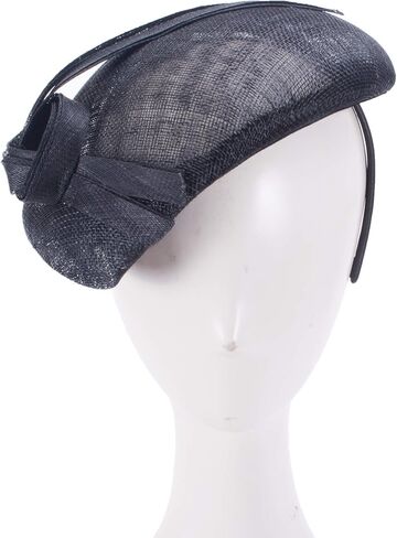 قبعة Teardrop النسائية Sinamay Fascinator Tam Beret Casque لحفلات الزفاف T431 باللون الأسود in Kuwait