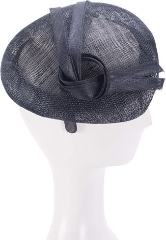 قبعة Teardrop النسائية Sinamay Fascinator Tam Beret Casque لحفلات الزفاف T431 باللون الأسود in Kuwait